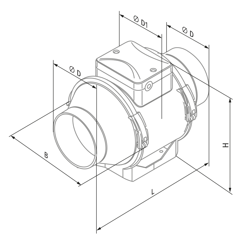 Blauberg Turbo 250 TUS - Dimensions