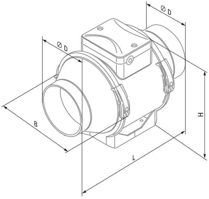 Blauberg Turbo-E 125 GI1 - Dimensions